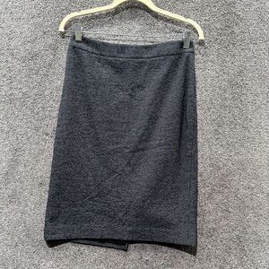 Ann Taylor A Line Midi Skirt 4 Black White Back Zip Slit Office Career‎ Casual